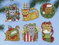 Набор для вышивания елочных украшений DESIGN WORKS арт dworks.5917 "Рождественские котята"