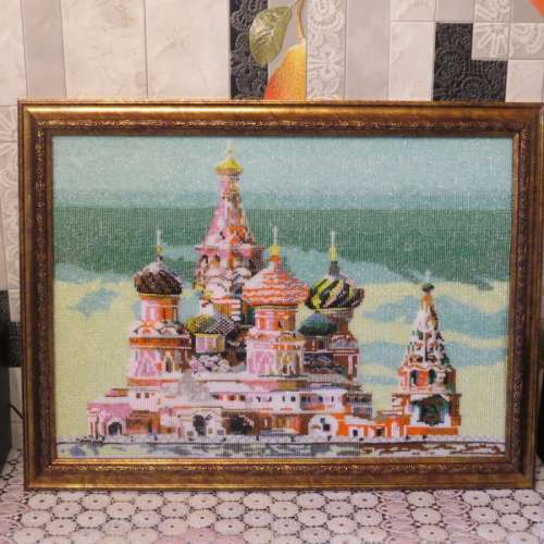 Продам картину из бисера ручной работы Храм Василия Блаженного