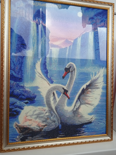 Картину "Лебединая пара", алмазная мозаика, 50х67