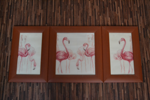 Продаю триптих вышитый крестиком « Фламинго»