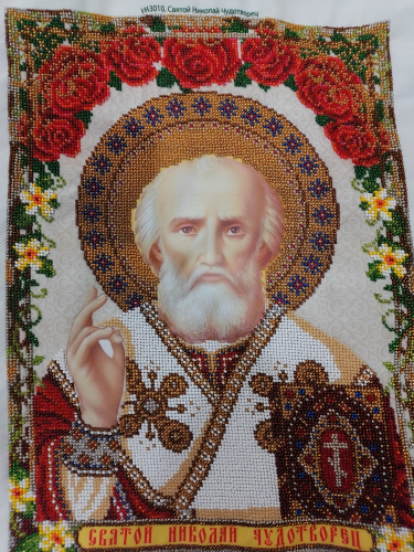 Продаю вышитую картину бисером «Святой Николай Чудотворец»