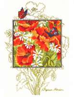 Набор для вышивания подушки PERMIN арт.83-5362 "Маки и бабочки"
