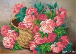 Рисунок на габардине М.П. Студия арт.Г-086 Розовые розы