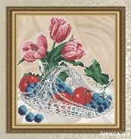 АРТ СОЛО Рисунок на ткани арт. VKA4707 Яблоки с виноградом в хрустале