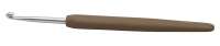 30908 Knit Pro Крючок для вязания с эргономичной ручкой Waves 3,75мм, алюминий, серебристый/клен