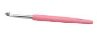 30912 Knit Pro Крючок для вязания с эргономичной ручкой Waves 5,5мм, алюминий, серебристый/св.розовый