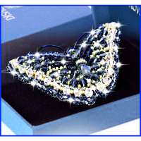 Брошь. Набор для вышивания бусинами Образа в каменьях арт. obvk.77-Б-17(S) "Бабочка Джинс" с кристаллами SWAROVSKI