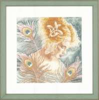Набор для вышивания LANARTE арт. lanarte.PN-0148264 "Young woman with peacock feathers"