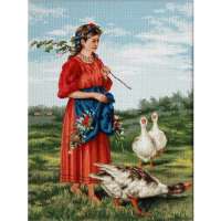 Набор для вышивания крестом LUCA-S арт.lucas.B486 Девочка с гусями Маковский