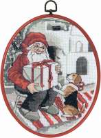 Набор для вышивания PERMIN арт. permin.92-0620 "Санта и пёс"