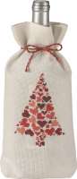 Набор для вышивания PERMIN арт 79-5256 Новогодняя ёлка с сердцами (мешочек для бутылки)