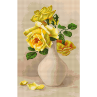 Набор для вышивания LUCA-S арт. G508 Желтые розы в белой вазе 
