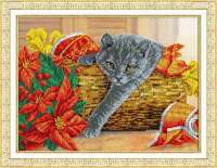 Набор для вышивания бисером ПАУТИНКА арт.pautinka.Б-1503 Рождественский котик