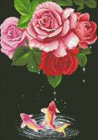 Набор Паутинка для изготовления картины со стразами арт.М356 Карпы и розы 35х50 см