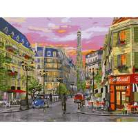 Акция Картина по номерам с цветной схемой на холсте Molly арт.KK0653 Парижская улица (24 цвета) 30х40 см