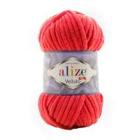 Пряжа для вязания Ализе Velluto (100% микрополиэстер) 5х100г/68м цв.056 красный