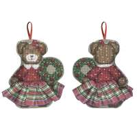 Набор для вышивания елочной игрушки LE BONHEUR DES DAMES арт bonheur.2631 "Ourse jupette ecossaise" (мишка - шотландка)