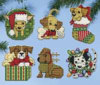 Набор для вышивания елочных украшений DESIGN WORKS арт dworks.5920 "Рождественские собачки"