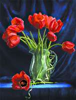 Рисунок на шелке МАТРЕНИН ПОСАД арт.mposad.4076 Тюльпаны на синем