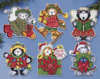 Набор для вышивания елочных украшений DESIGN WORKS арт.dworks.1667 "Рождественские котята"