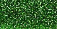 Бисер чешский 331-19001 PRECIOSA круглый 10/0 57100 зеленый, серебряная линия внутри 50 грамм