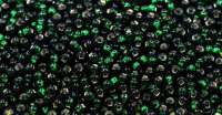 Бисер чешский PRECIOSA круглый 10/0 57150 темно-зеленый, серебряная линия внутри, квадратное отверстие 50 грамм