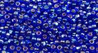 Бисер чешский PRECIOSA круглый 10/0 37059 синий радужный, серебряная линия внутри, квадратное отверстие 50 грамм