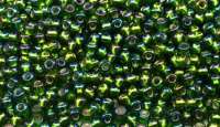 Бисер чешский PRECIOSA круглый 10/0 57129 зеленый радужный, серебряная линия внутри 50 грамм