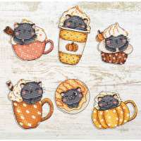 Набор для вышивания Letistitch арт.L8092 "Pumpkin Cup Kitties Kit of 6 pcs"