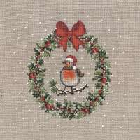 Набор для вышивания Le Bonheur des dames арт.2699 December wreath robin bird Декабрьский венок Малиновка