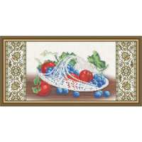 АРТ СОЛО Рисунок на ткани Хрусталь арт. VKA3121 Виноград и яблоки на бежевом