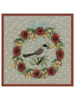 Набор для вышивания Le Bonheur des dames 2693 June wreath black-headed warbler Июньский венок Черноголовая пеночка