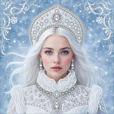 Рисунок на ткани вышивания бусинами larkes К3725 Снегурочка 2