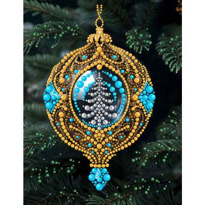 Рисунок на ткани вышивания бусинами larkes К4258 Новогодние игрушки 14