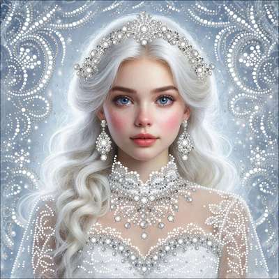 Рисунок на ткани вышивания бусинами larkes К3724 Снегурочка