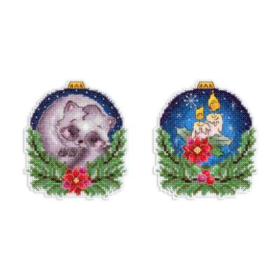 Набор для вышивания М.П. Студия Р-1161 Новогодний шар с енотиком