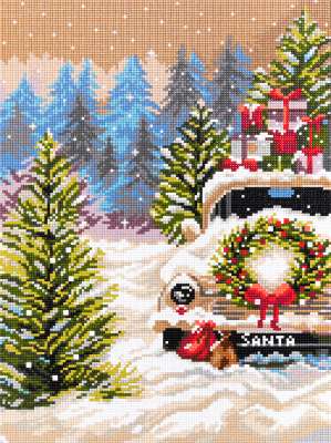 Кристальная (алмазная) мозаика "ФРЕЯ" ALPD-073 на подрамнике "Рождественская машина"