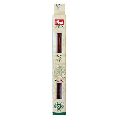 "PRYM" 223722 крючок тунисский съемный "Природный" ("Natural") береза d 4.0 мм в картонной упаковке с европодвесом