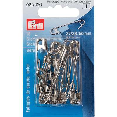 Булавки английские "PRYM" 085120 ассорти сталь в блистере 18 шт