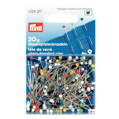 "PRYM" 029217 Иглы для закалывания "шарики" стеклянные головки сталь 20 г 30 мм в пластиковой упаковке