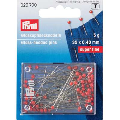 "PRYM" 029700 Иглы для закалывания "шарики" стеклянные головки сталь 5 г 35 мм в пластиковой упаковке