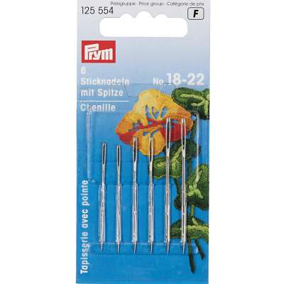 PRYM 125554 для вышивания острые ассорти №18-22 в блистере 6 шт.