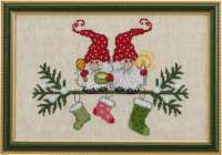 Набор для вышивания PERMIN арт.92-7211 Эльфы и рождественские носки