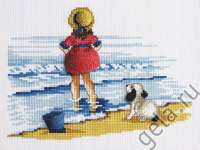 Набор для вышивания PERMIN  арт.12-2153  Девочка с собакой