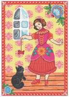 Набор для вышивания мулине НИТЕКС арт.0266 Девочка и кот
