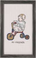 Набор для вышивания PERMIN арт 92-1185 Мальчик на трёх колесном велосипеде
