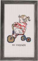 Набор для вышивания  PERMIN арт 92-1184  Девочка на трёх колесном велосипеде