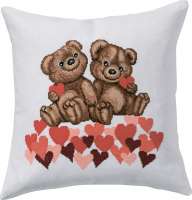 Набор для вышивания подушки PERMIN арт 83-6118  Мишки с сердечками
