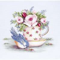 Набор для вышивания крестом LUCA-S арт. B2324 Птичка и чашка чая