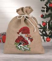 Набор для вышивания мешочка для подарков PERMIN арт.90-6507 "Гном и снегирь"